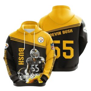 Pittsburgh Steelers Devin Bush Jr. Black Gold AOP Hoodie