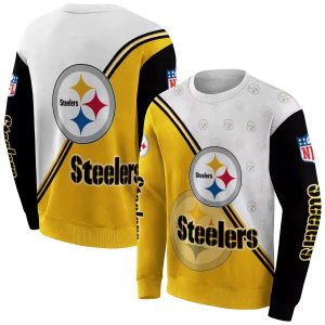 Pittsburgh Steelers Diagonal Stripe Gold White AOP Sweatshirt