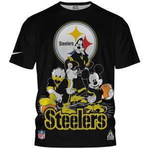 Pittsburgh Steelers Disney Mickey Donald Goofy AOP T-Shirt