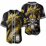 Pittsburgh Steelers Dragon And Skull Baseball Jersey