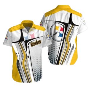 Pittsburgh Steelers Dynamic Abstract Geometric Black And Yellow Hawaiian Shirt