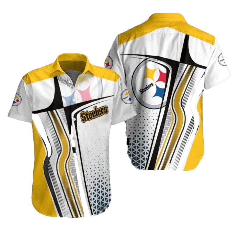 Pittsburgh Steelers Dynamic Abstract Geometric Black And Yellow Hawaiian Shirt 1
