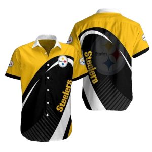 Pittsburgh Steelers Dynamic Black Gold Diagonal Stripe Hawaiian Shirt
