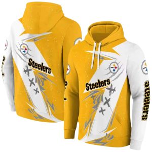 Pittsburgh Steelers Dynamic Slash Gold White AOP Hoodie