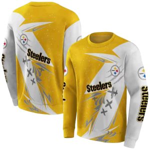 Pittsburgh Steelers Dynamic Slash Gold White AOP Sweatshirt