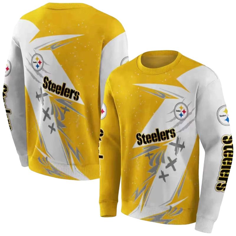 Pittsburgh Steelers Dynamic Slash Gold White Aop Sweatshirt 1