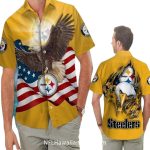 Pittsburgh Steelers Eagle And American Flag Hawaiian Shirt