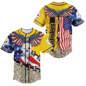 Pittsburgh Steelers Eagles American Flag Baseball Jersey