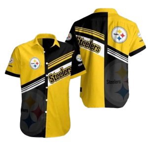Pittsburgh Steelers Finest Stripes And Shadows Black And Yellow Hawaiian Shirt