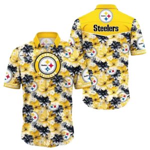 Pittsburgh Steelers Floral Black And Yellow Hawaiian Shirt