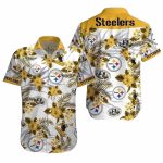 Pittsburgh Steelers Floral Emblem Hawaiian Shirt
