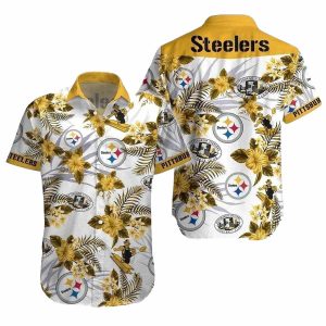 Pittsburgh Steelers Floral Emblem Hawaiian Shirt