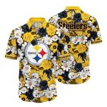 Pittsburgh Steelers Floral Midnight Yellow Hawaiian Shirt