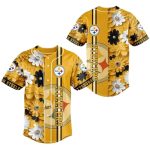 Pittsburgh Steelers Floral Yellow Summer Pattern Baseball Jersey
