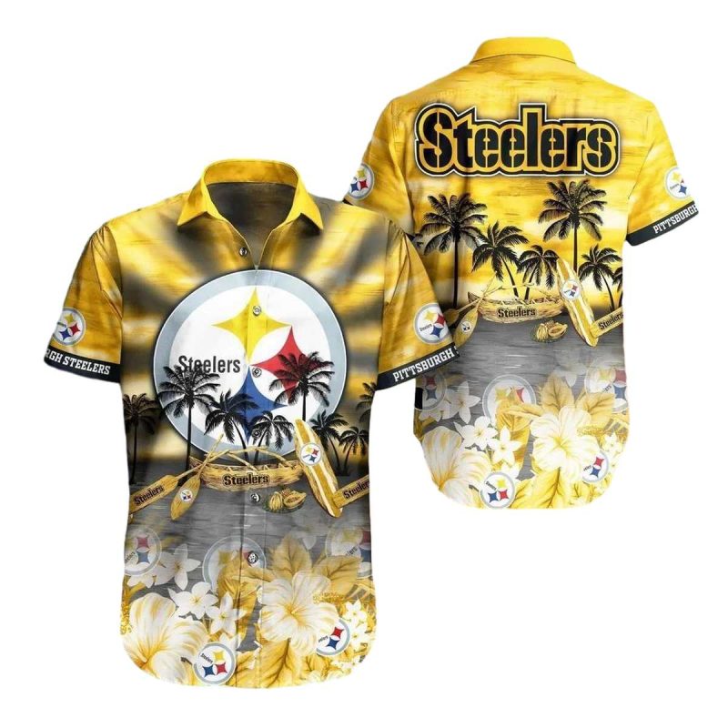 Pittsburgh Steelers Flower On The Beach Hawaiian Shirt 1
