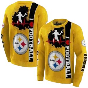 Pittsburgh Steelers Football Heartbeat Gold AOP Sweatshirt