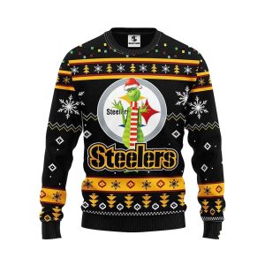 Pittsburgh Steelers Funny Grinch Light Up Ugly Sweater
