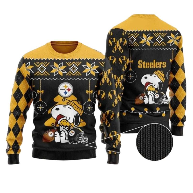 Pittsburgh Steelers Funny Snoopy Santa Claus Ugly Sweater 1