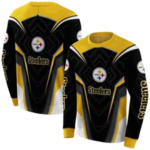 Pittsburgh Steelers Futuristic Pattern Gold Black AOP Sweatshirt