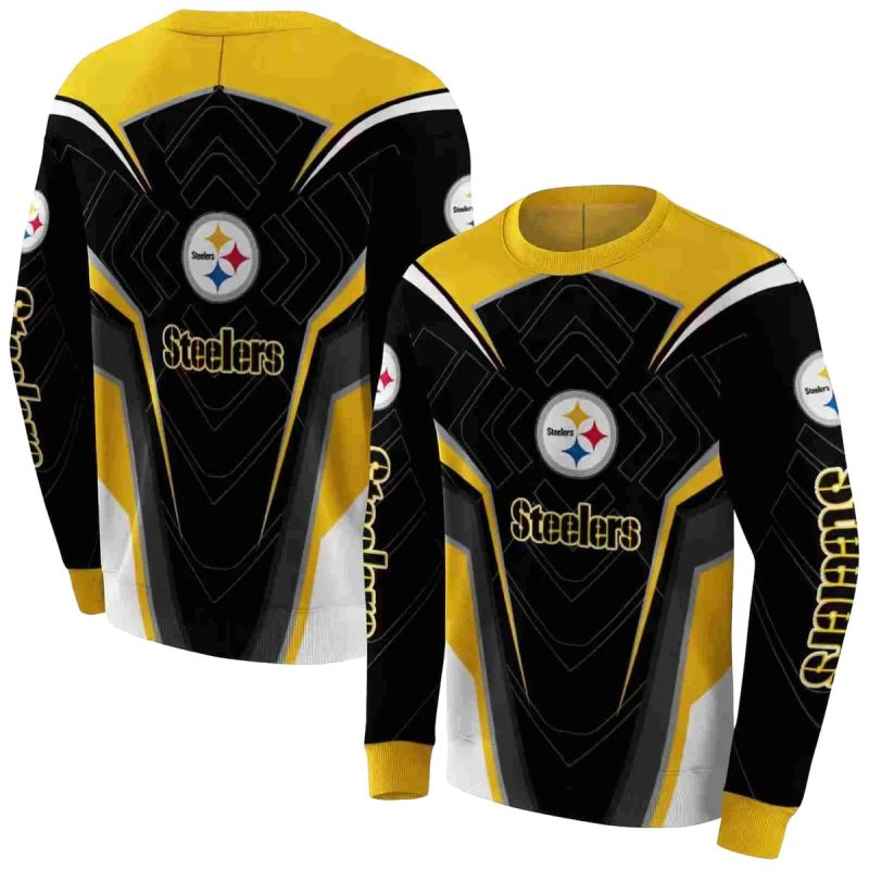 Pittsburgh Steelers Futuristic Pattern Gold Black Aop Sweatshirt 1