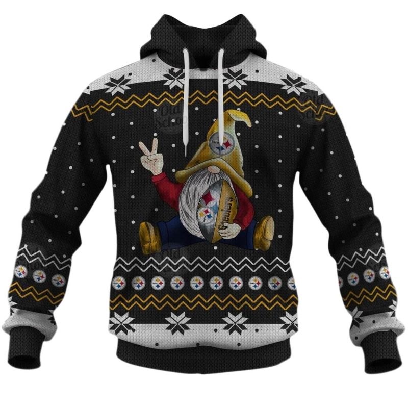 Pittsburgh Steelers Gnome Ugly Christmas Sweater Aop Hoodie 1