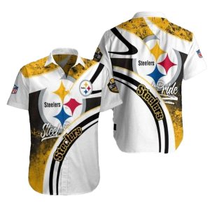 Pittsburgh Steelers Golden Horizon Retro White Hawaiian Shirt