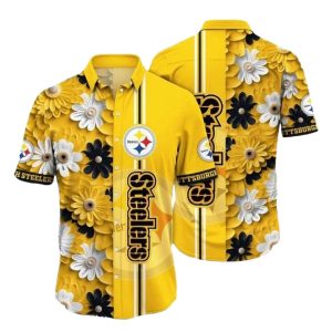 Pittsburgh Steelers Golden Petals Floral Yellow Hawaiian Shirt