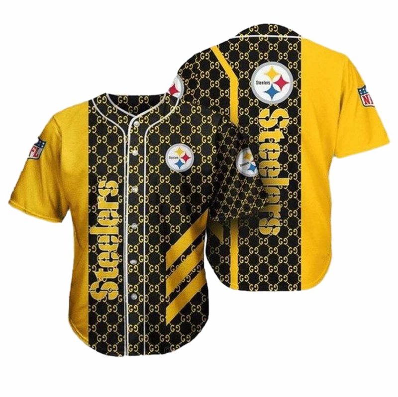 Pittsburgh Steelers Golden Stripes Baseball Jersey 1