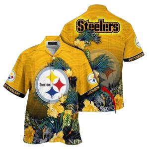 Pittsburgh Steelers Golden Tropics Fanfare Hawaiian Shirt