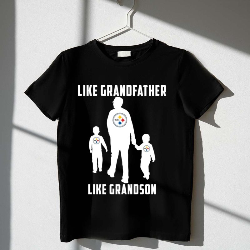 Pittsburgh Steelers Grandfather Like Grandson Two Son T Shirt 4