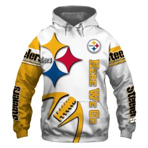 Pittsburgh Steelers Graphic Balls Cheap Here We Go AOP Hoodie