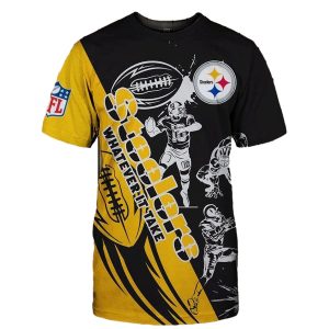 Pittsburgh Steelers Graphic Cartoon Player Gift For Fans AOP T-Shirt
