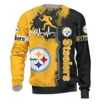 Pittsburgh Steelers Graphic Heart Ecg Line AOP Sweatshirt