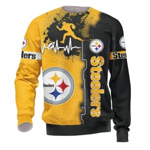 Pittsburgh Steelers Graphic Heart Ecg Line AOP Sweatshirt