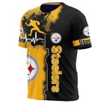 Pittsburgh Steelers Graphic Heart Ecg Line AOP T-Shirt