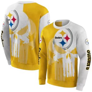 Pittsburgh Steelers Graphic Punisher Gold White AOP Sweatshirt