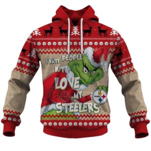Pittsburgh Steelers Grinch Christmas Ugly Sweater Style AOP Hoodie