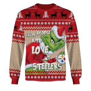 Pittsburgh Steelers Grinch Christmas Ugly Sweater Style AOP Sweatshirt