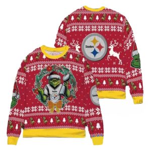Pittsburgh Steelers Grinch Nfl Grinch Super Bowl Trophy Red Pattern Ugly Sweater