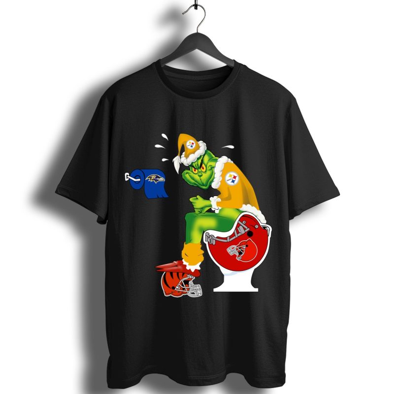 Pittsburgh Steelers Grinch Santa Toilet Christmas Shirt T Shirt 1