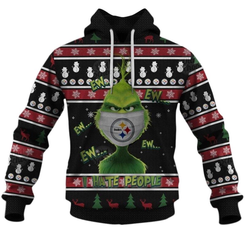 Pittsburgh Steelers Grinches I Hate People And I Love My Steelers Aop Hoodie 1