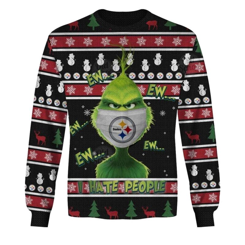 Pittsburgh Steelers Grinches I Hate People And I Love My Steelers Aop Sweatshirt 1