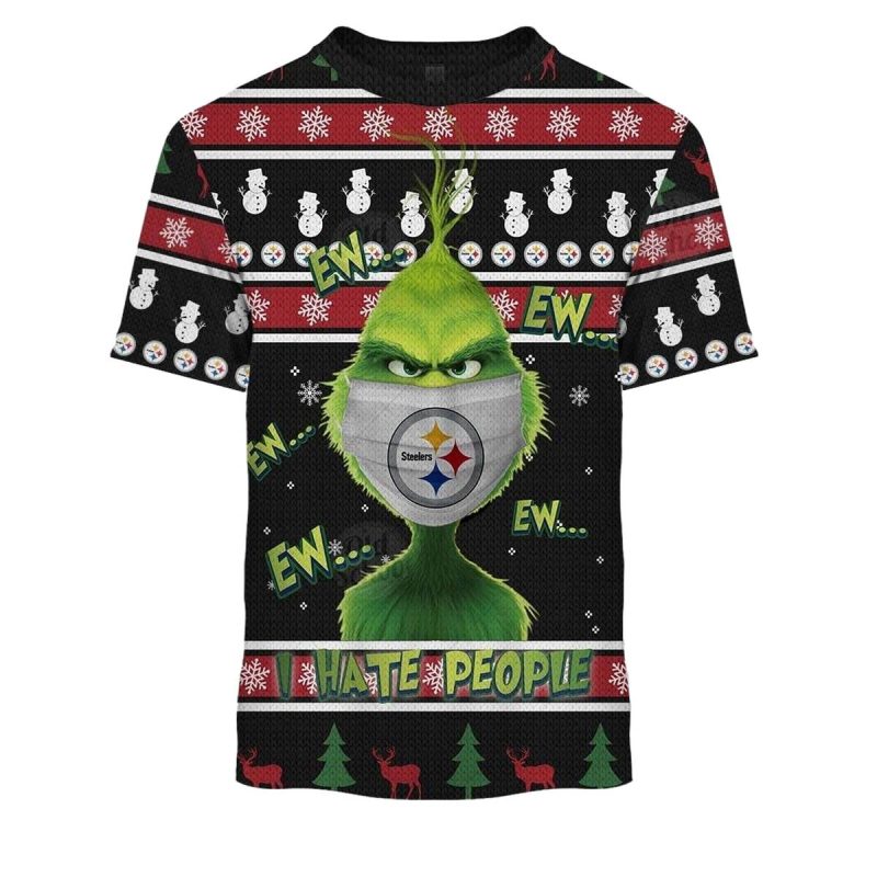 Pittsburgh Steelers Grinches I Hate People And I Love My Steelers Aop T Shirt 1