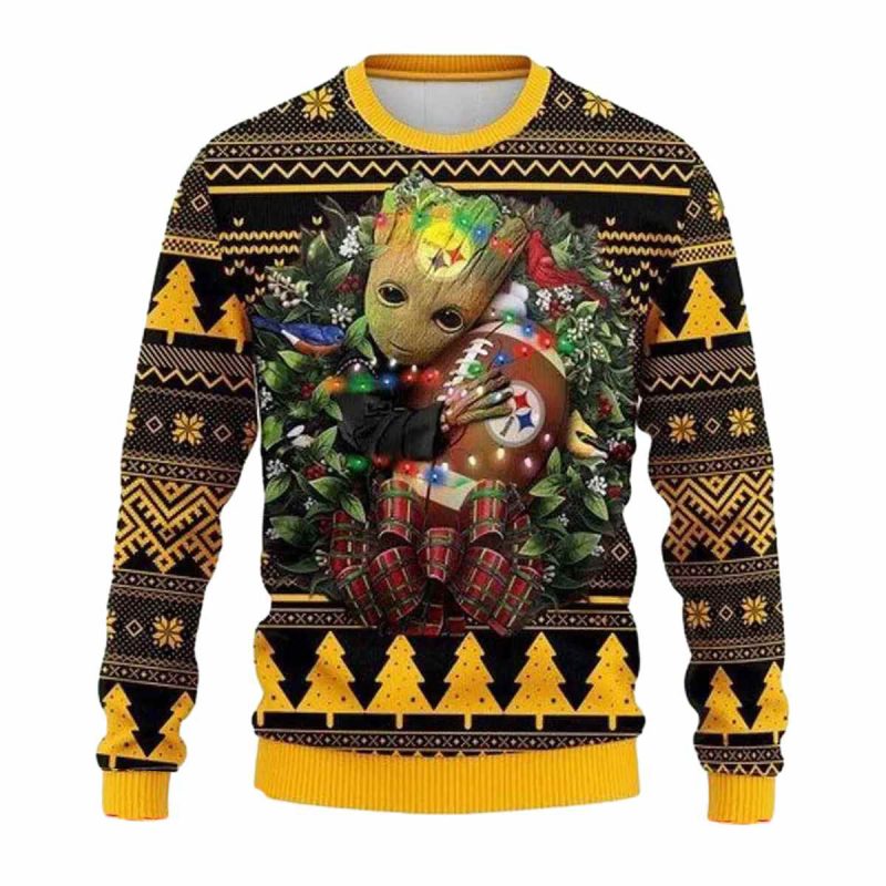 Pittsburgh Steelers Groot Hug Ball Ugly Sweater 1