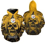 Pittsburgh Steelers Halloween Pumpkin Skull AOP Hoodie