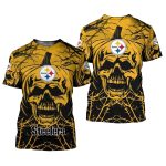 Pittsburgh Steelers Halloween Pumpkin Skull AOP T-Shirt