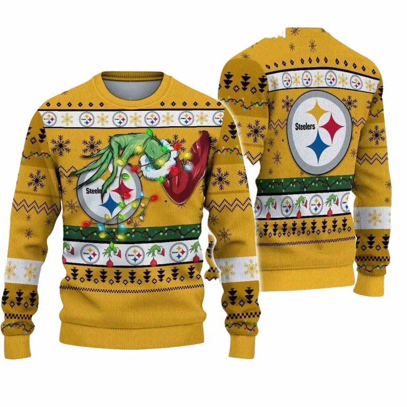Pittsburgh Steelers Hand Grinch Ugly Sweater 1