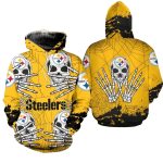 Pittsburgh Steelers Hand Skull For Halloween Graphic AOP Hoodie