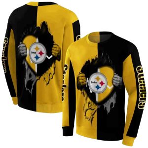 Pittsburgh Steelers Heartbeat Graphic Gold AOP Sweatshirt