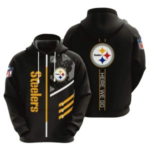 Pittsburgh Steelers Here We Go Black AOP Hoodie